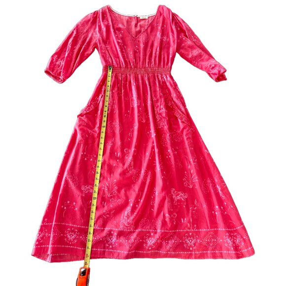 NWOT PRESS Melanie Press (British Designer)Pink Floral 100% Cotton Dress Size L - Picture 11 of 14